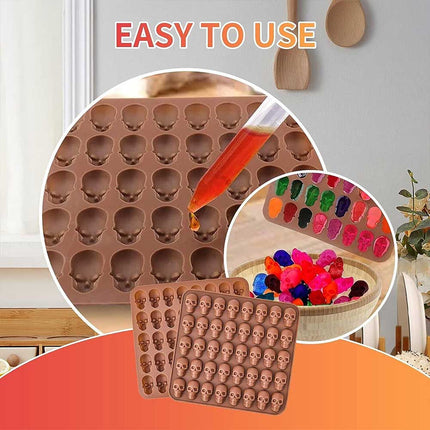 40 Cavity Silicone Halloween Skull Gummy Candy Jelly Mold Ice Tray