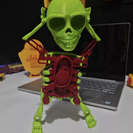 3D Dancing Skeleton Toy, Clockwork Spring Self-Moving Swinging Bobblehead