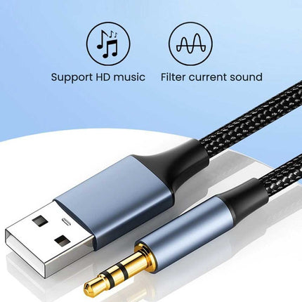 USB to 3.5mm Audio Cable Male to Male Aux Line Adapter Wire