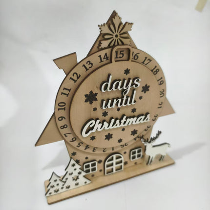 Wooden Christmas Advent Calendar Tabletop Countdown Decor Changeable Day