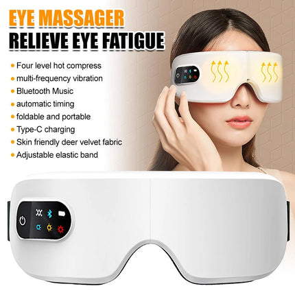 Eye Massager with Heat & Bluetooth Music – Reduce Strain, Relax