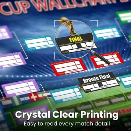 2X 2026 World Cup Football Wall Chart 87x58cm Foldable Schedule Poster