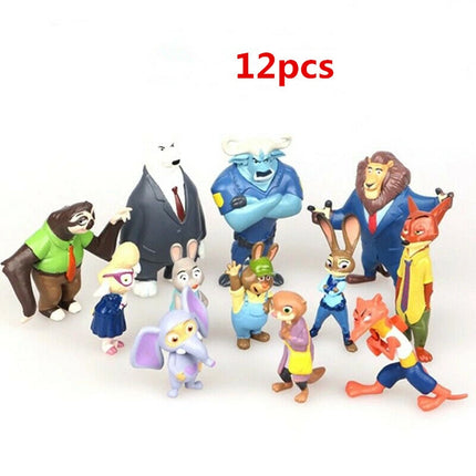12pcs Zootopia Zootropolis Judy Hopps Nick Wilde Mr Big Mini Doll PVC Figures Set