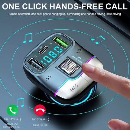 Bluetooth 5.3 Car FM Transmitter Wireless USB PD Fast Charger MP3 Player
