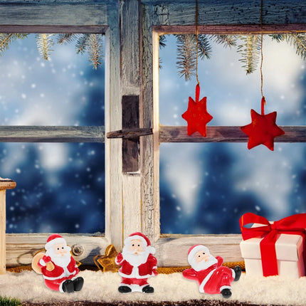 12Pcs Random Santa Mini Figurines Christmas Ornaments Indoor Decor