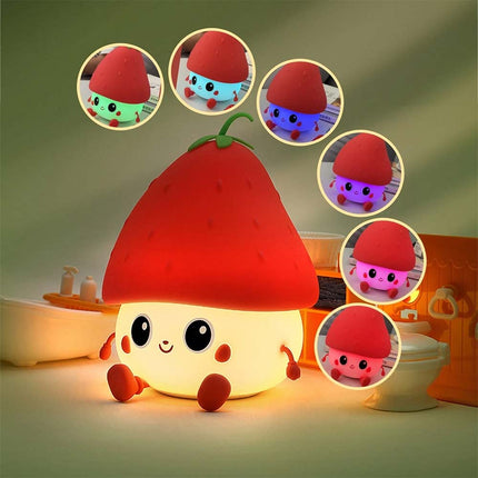 7 Colours Strawberry Lumi Buddy Nightlight, Wireless Bedroom Light 11cm Gift