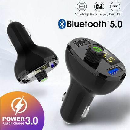 Bluetooth 5.0 FM Transmitter Car Kit Wireless Dual USB Charger MP3 Player