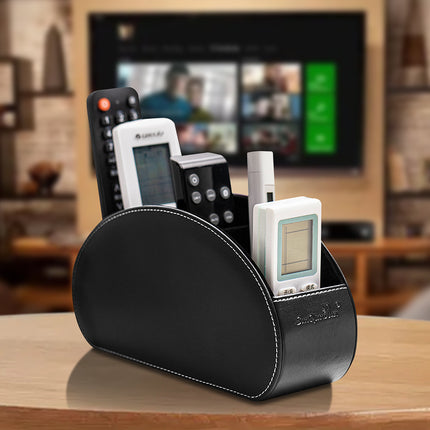PU Leather Remote Control Holder Storage Box Phone TV Desk Organizer Home
