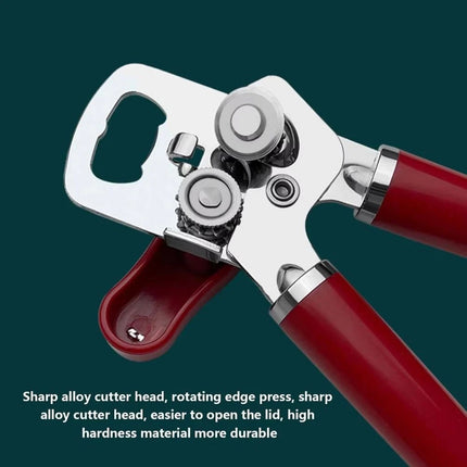 Stainless Steel Multifunctional Can Opener, Professional Effortless Red