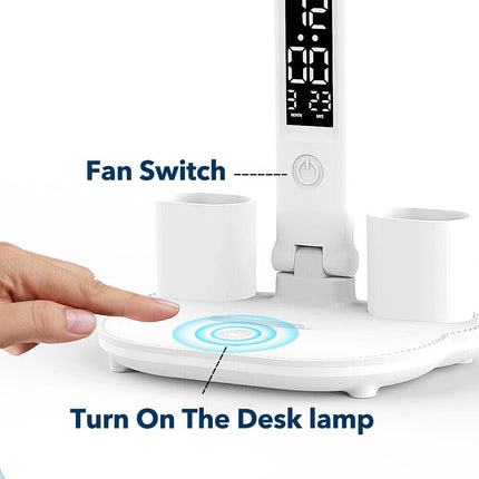 4-in-1 LED Desk Lamp with Fan, Dimmable Reading Light & Night Lamp