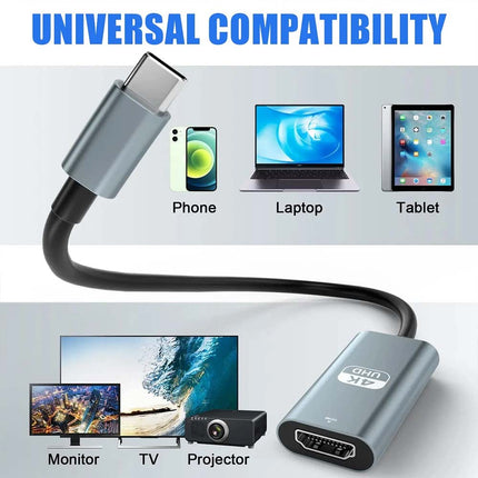 USB C to HDMI Adapter 4K 60Hz, Type-C to HDMI Converter Cable for Laptop, Tablet, TV