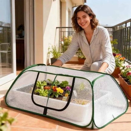 Garden Mesh Plant Cover for Raised Beds, Pop Up Row with Storage Bag