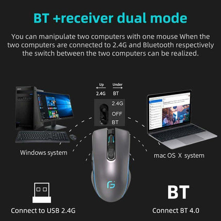 2.4G Bluetooth Wireless Mouse Single Dual Model Rechargeable Silent