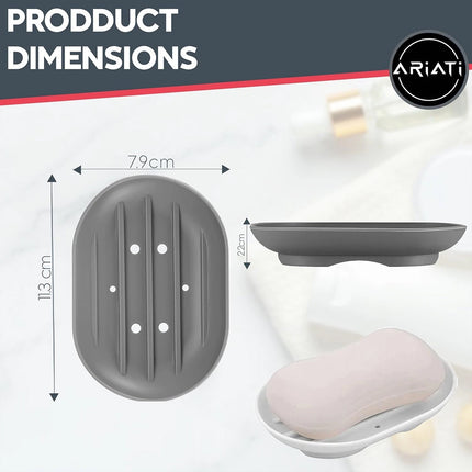 2-Pack Silicone Soap Holder with Drain Tray for Bathroom Dish