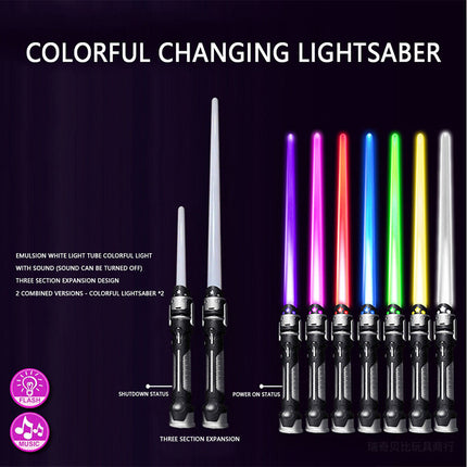 2 Pack LED Lightsaber Swords Colorful Flashing Light with Sound Toy