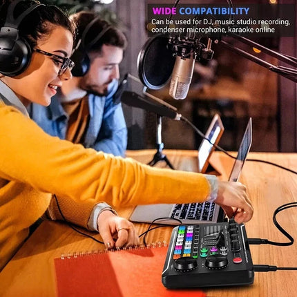 Portable Live Sound Card Audio Interface with DJ Effects & Voice Changer
