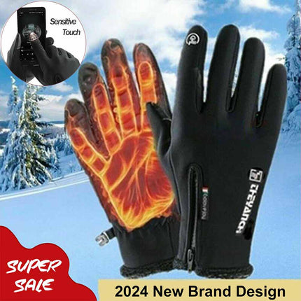 Waterproof Thermal Touch Screen Winter Gloves with Windproof Zipper