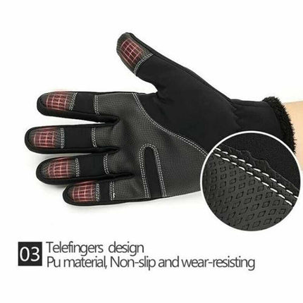 Waterproof Thermal Touch Screen Winter Gloves with Windproof Zipper