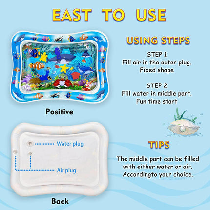 Inflatable Water Play Mat Sea World Tummy Time Fun Toddler Infant