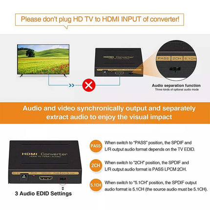 4K 60Hz HDMI Audio Splitter Optical SPDIF RCA L R Extractor Converter