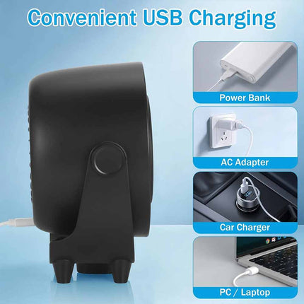 Portable 6000mAh USB Misting Desk Fan, Rechargeable Cooling Fan Black