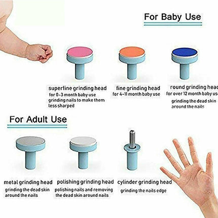 6 in 1 Electric Nail Trimer Infant Newborn Safe Grinder Clipper Tools Set