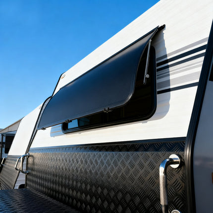 Curved Protection Shade Awning (568*1527mm) - Aluminium Alloy Material & 75° Opening