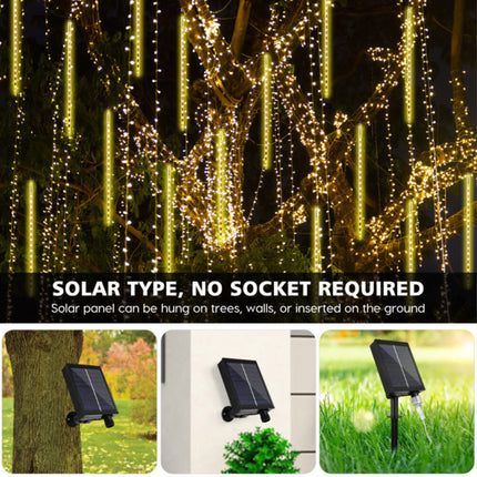10PCS 50cm Meteor Shower LED Rain Drop String Light, Falling Star Decor