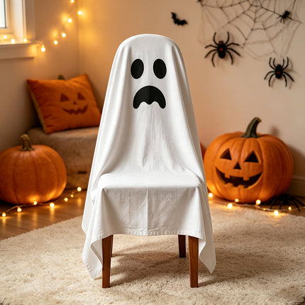 Halloween Skull Pattern Chair Cover, Dining Seat Protector 120x200cm