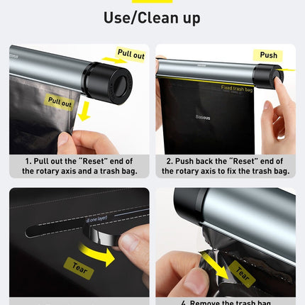 Baseus Car Trash Can Litter Bag Garbage Waste Bin Lid Organizer