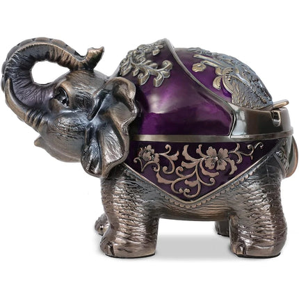 Windproof Metal Elephant Ashtray with Lid for Outdoor & Indoor Use
