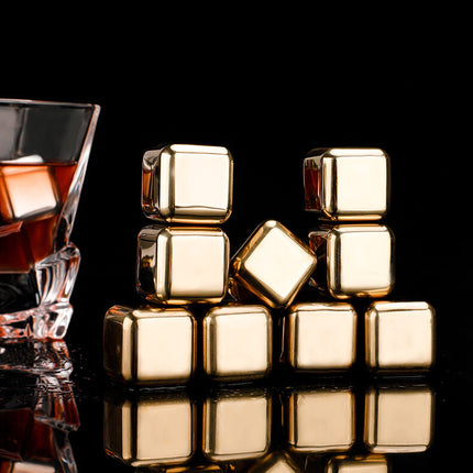 Reusable Stainless Steel Ice Cubes for Whiskey, Chilling Stones with Tong
