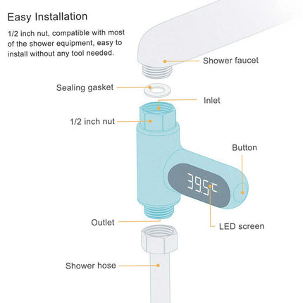 Digital Water Thermometer for Shower, Kitchen & Bath – ℃/℉ Switchable