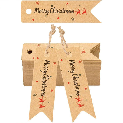 200PCS Merry Christmas Brown Kraft Gift Tags Small Xmas Gift Labels