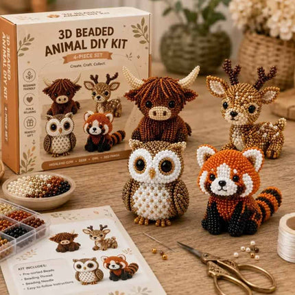3D Beaded Animal DIY Kit – Cute Bead Embroidery Craft for Kids