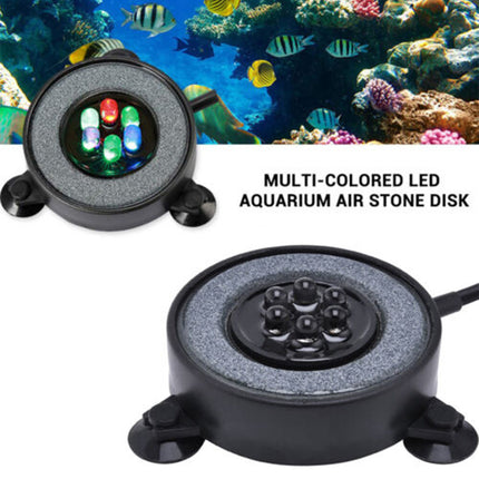 7 Color LED Air Stone Disk Aquarium Bubble Light Fish Tank Lamp