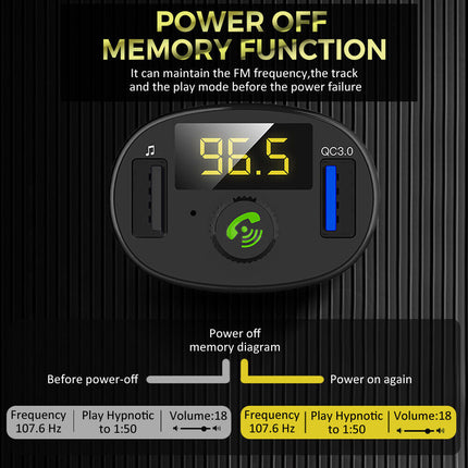 Bluetooth 5.0 FM Transmitter Car Kit Wireless Dual USB Charger MP3 Player