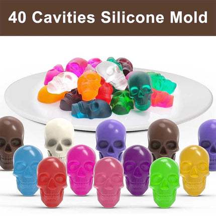40 Cavity Silicone Halloween Skull Gummy Candy Jelly Mold Ice Tray