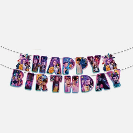 KPop Demon Hunters Party Supplies Banner Balloons Cake Toppers Decor Set