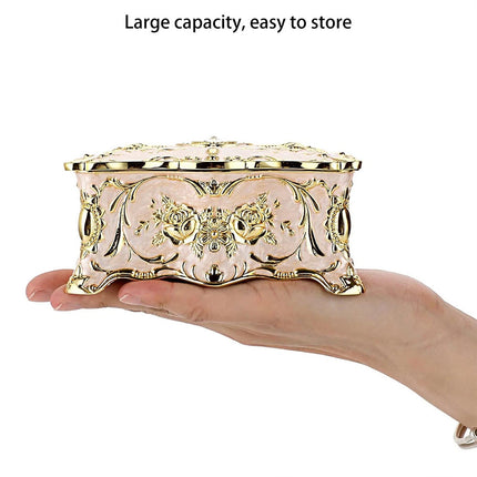 Vintage Alloy Jewellery Box, Trinket Organiser Ring Necklace Storage Case Gift