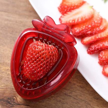 Stainless Steel Strawberry Slicer Tool with Blade, Kitchen Fruit Cutter
