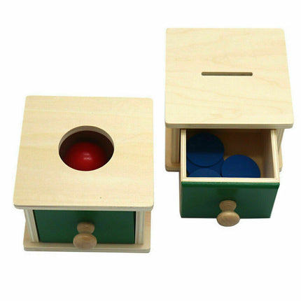 Wooden Object Permanence Box Coin Ball Toy Educational Early Learning