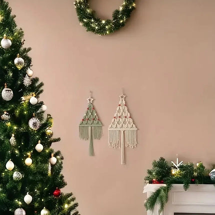 2Pcs Knitted Christmas Tree DIY Kit Wall Hanging Festive Gift Decor