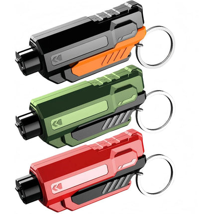 3PCS 2-in-1 Car Window Breaker & Seatbelt Cutter Keychain Glass Hammer