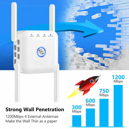 1200Mbps WiFi Booster Dual Band Extender Wireless Network Repeater Range