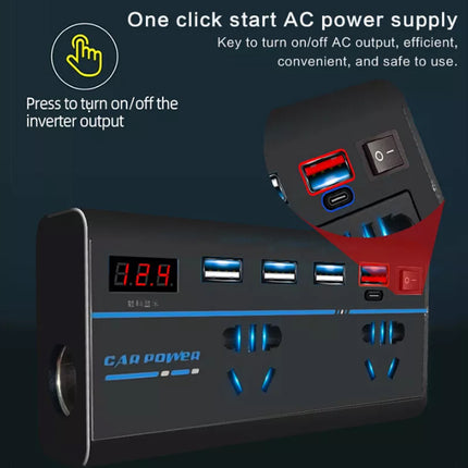 12V to 240V 200W Car Inverter 4 USB Ports AC Converter Vehicle Charger