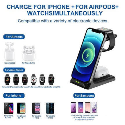 3 in 1 Wireless Charger Dock for Apple Watch, iPhone 13/12/11/XS, AirPods