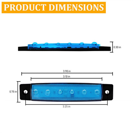 10Pcs Marine Boat 6LED Deck Courtesy Lights Waterproof Blue Stern Transom