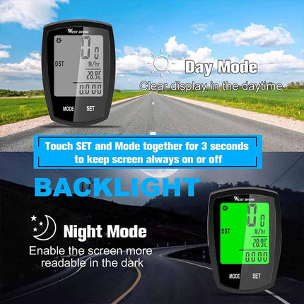 Wireless Cycling Bike Bicycle LCD Speedometer Computer Odometer Waterproof