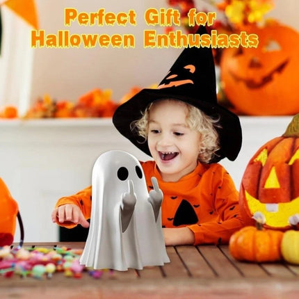 Funny Middle Finger Ghost Statue 9CM Halloween Resin Figurine Home Decor